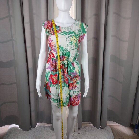 BeBop Red Green Floral Sleeveless Fit Flare Zip Back Knit Midi Dress Size XL - Picture 6 of 12